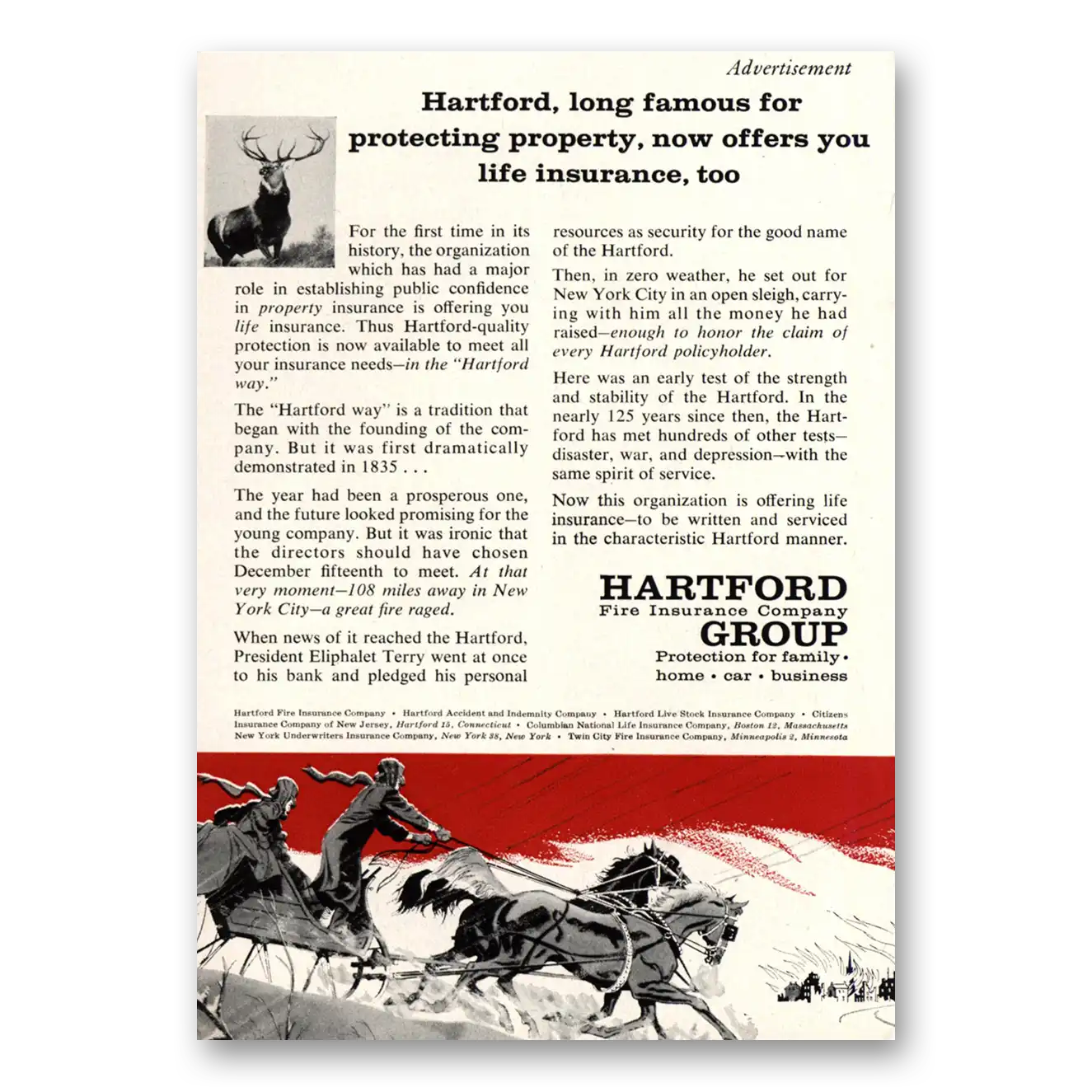 1959 Hartford Insurance Print Ad | Protecting Property