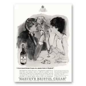 1959 Harveys Bristol Cream Print Ad | Stately Home In England