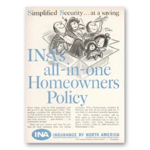 1959 Insurance Company North America INA Print Ad | Homeowners