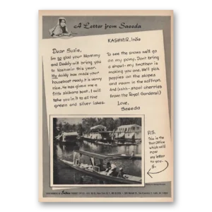 1959 India Print Ad | Letter From Saeeda