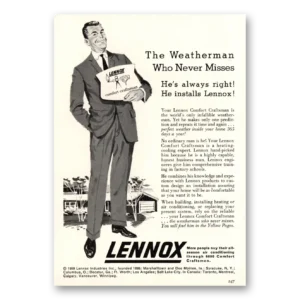 1959 Lennox Comfort Craftsman Print Ad | Weatherman