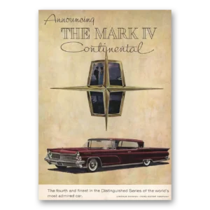 1958 Lincoln Continental Mark IV Print Ad | Fourth Finest