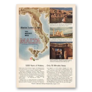 1959 Malta Print Ad | Travelers Italy