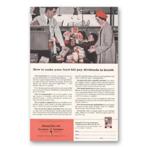 1959 Metropolitan Life Insurance Print Ad | Food Bill