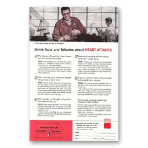 1959 Metropolitan Life Insurance Print Ad | Heart Attacks
