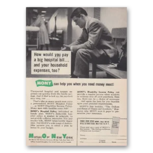 1959 Mutual of New York MONY Print Ad | Insurance Mony