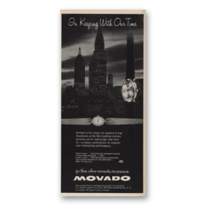 1959 Movado Watch Print Ad | Manhattan Skyline