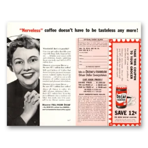 1959 Nestle Decaf Coffee Print Ad | Nerveless Coffee