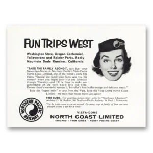 1959 Northern Pacific Railway Print Ad | Fun Trips