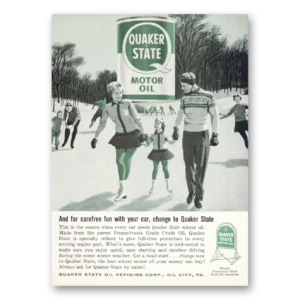1959 Quaker State Motor Oil Print Ad | Carefree Fun