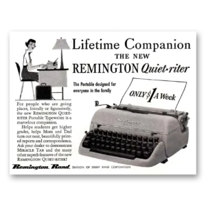 1959 Remington Typewriter Print Ad | Lifetime Companion