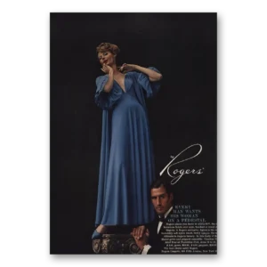 1959 Rogers Lingerie Print Ad | Woman Pedestal