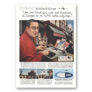 1959 SAS Scandinavian Airlines Print Ad | Art Buchwald