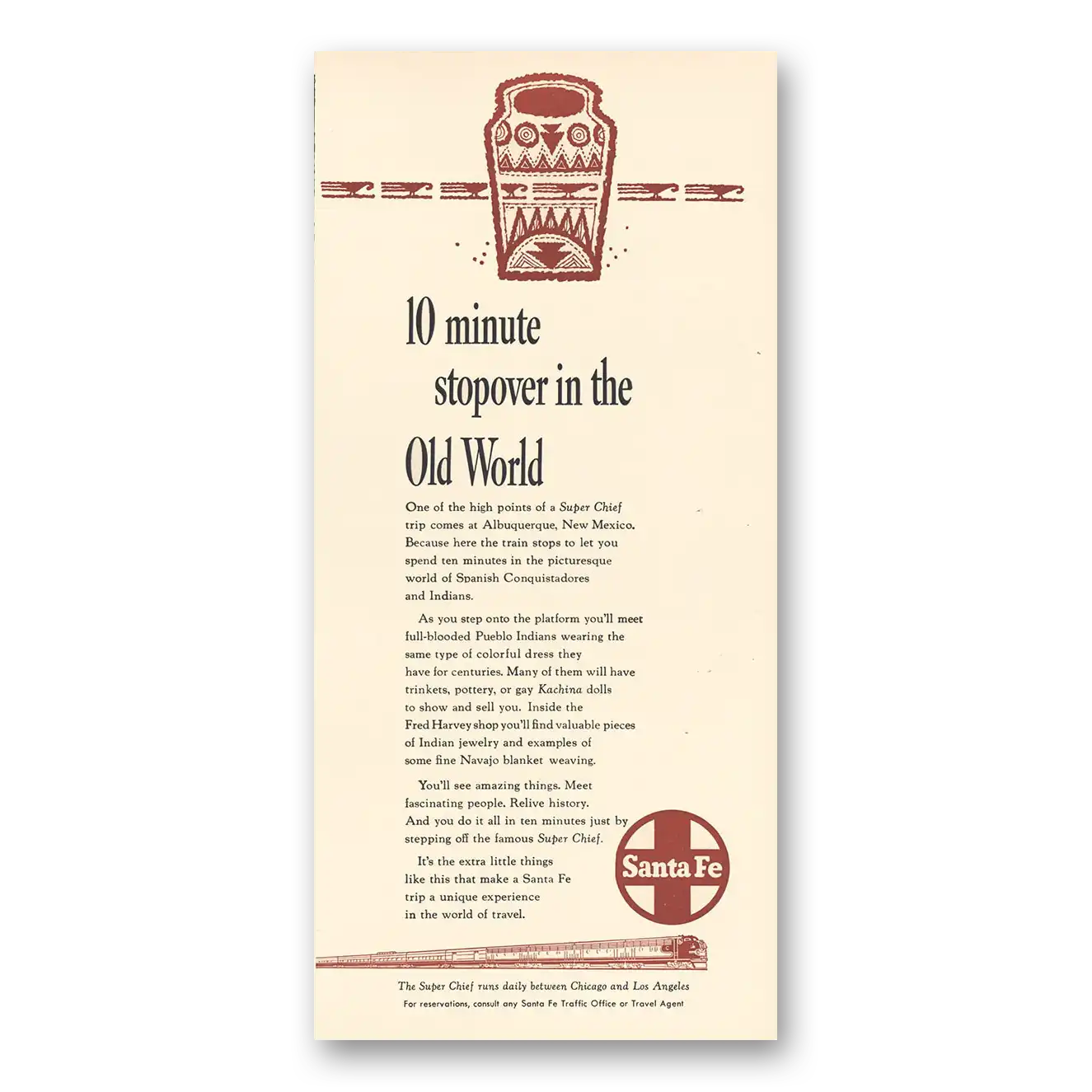 1959 Santa Fe Railway Print Ad | Stopover