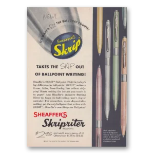 1959 Sheaffers Skripriter Pen Print Ad | Ballpoint Writing