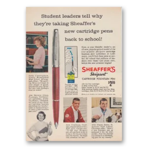 1959 Sheaffers Skripsert Fountain Pen Print Ad | Student Leaders
