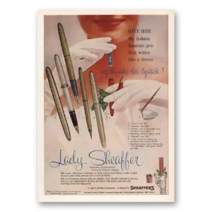 1959 Lady Sheaffer Pen Print Ad | Give Her Fashion