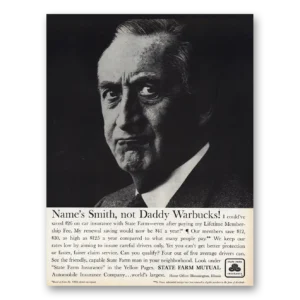 1959 State Farm Insurance Print Ad | Names Smith Not Daddy Warbucks Lrg
