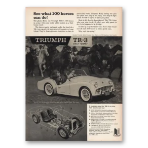 1959 Triumph TR3 Print Ad | 100 Horses