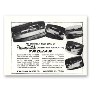 1959 Trojan Boat Print Ad | Pleasure Tested