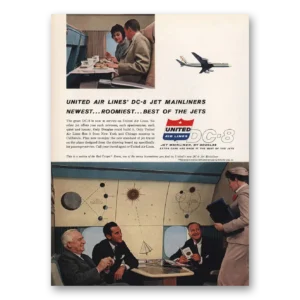 1959 United Airlines Print Ad | Dc8 Jet Mainliners