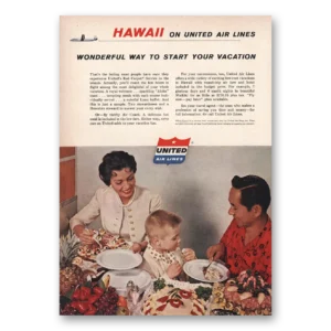 1959 United Airlines Print Ad | Red Carpet Service Advertisement