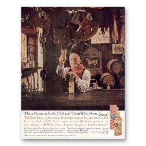 1959 White Horse Scotch Whisky Print Ad | Merry Christmas