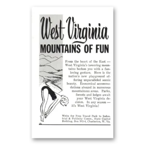 1959 West Virginia Print Ad | Mountains Fun