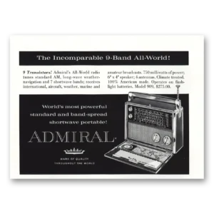 1960 Admiral Radio Print Ad | All World Radio
