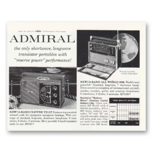 1960 Admiral Radio Print Ad | Shortwave