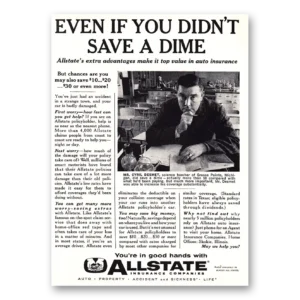 1960 Allstate Insurance Print Ad | Save Dime