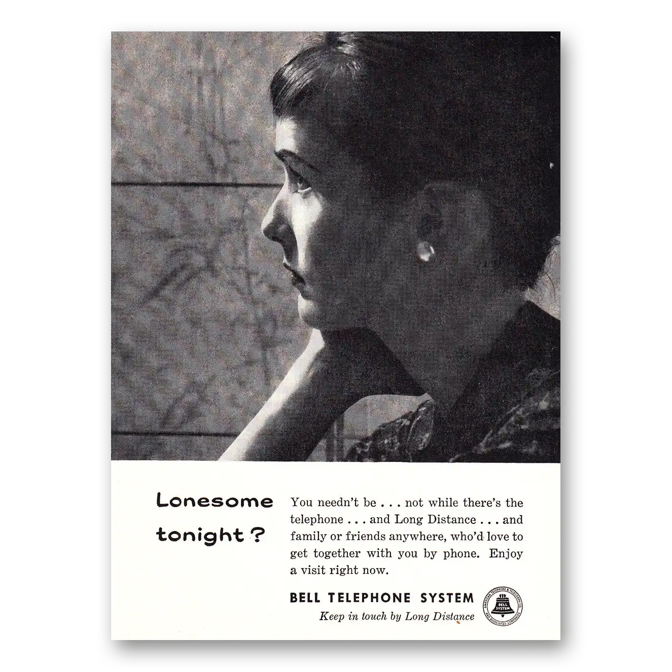1960 Bell Telephone Print Ad | Lonesome Tonight