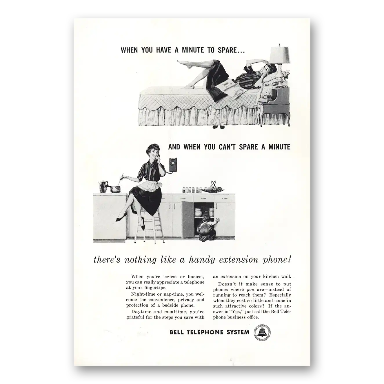 1960 Bell Telephone Print Ad | When You Haveminute To Spare