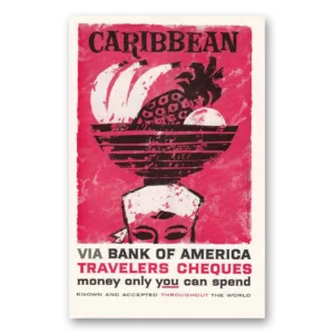 1960 Bank of America Travelers Cheques Print Ad | Caribbean