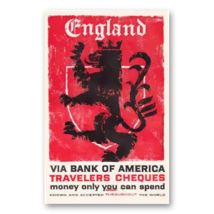 1960 Bank of America Travelers Cheques Print Ad | England