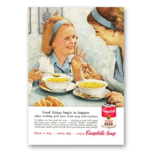 1960 Campbells Chicken Noodle Soup Print Ad | Working Girls