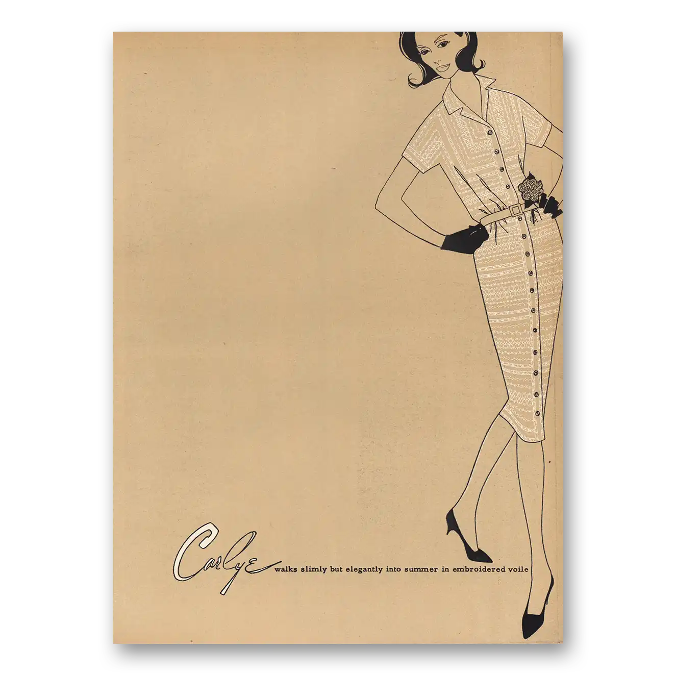 1960 Carlye Print Ad | Walks Slimly