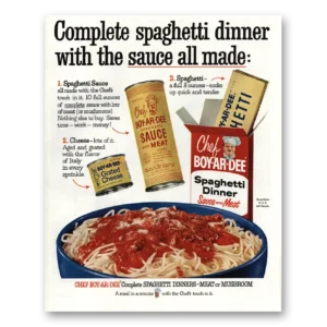 1960 Chef Boy-Ar-Dee Print Ad | Complete Spaghetti Dinner