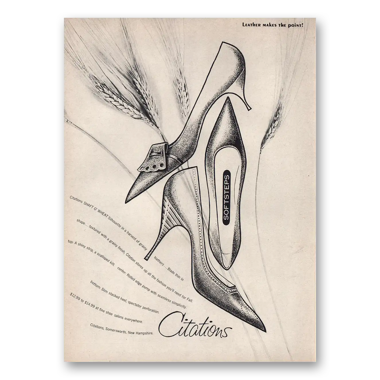 1960 Citations Shoes Print Ad | Soft Steps