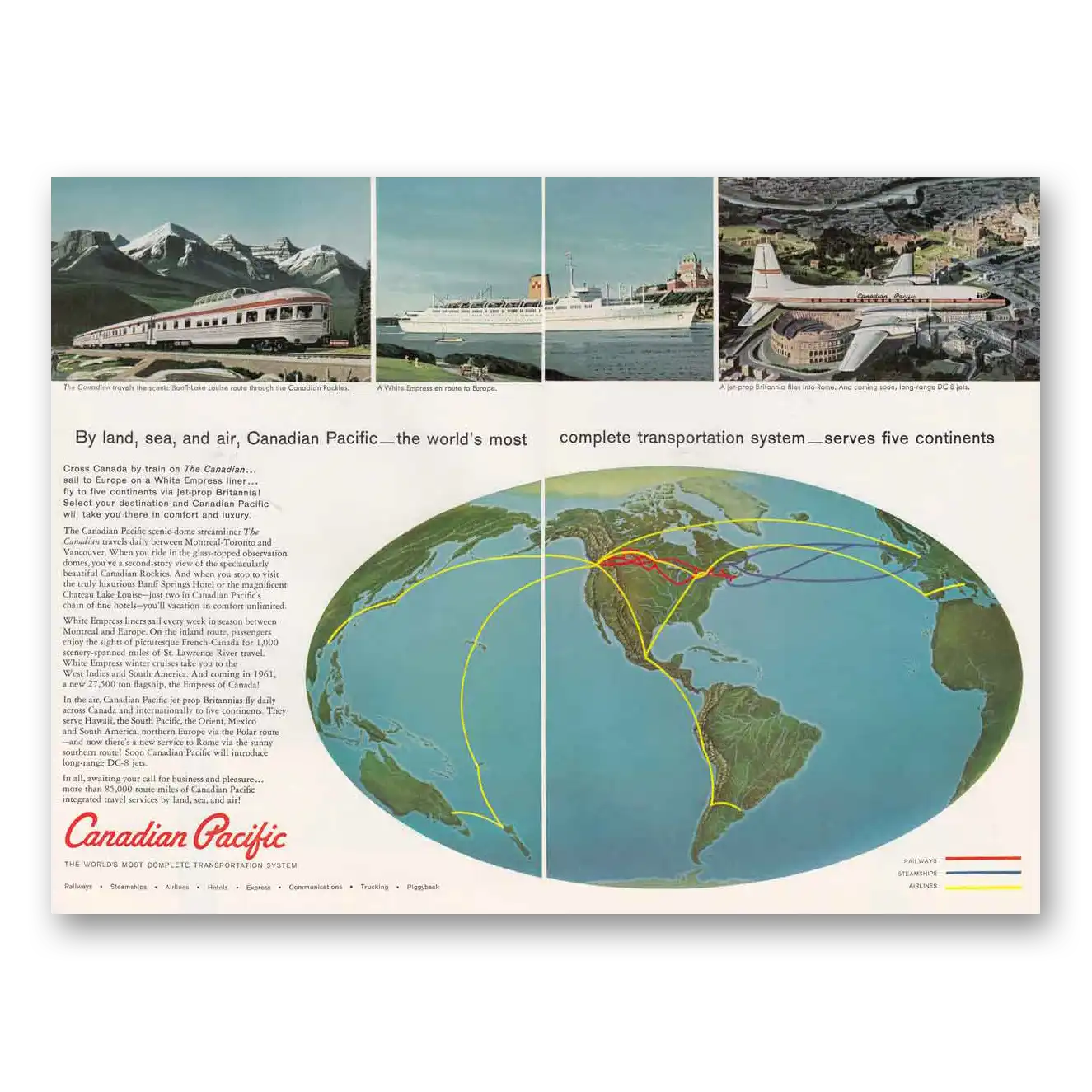 1960 Canadian Pacific Print Ad | By Land Sea