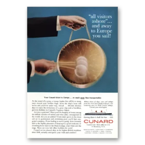 1960 Cunard Print Ad | Visitors Ashore