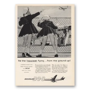 1960 Douglas DC8 Print Ad | Happiest Flying