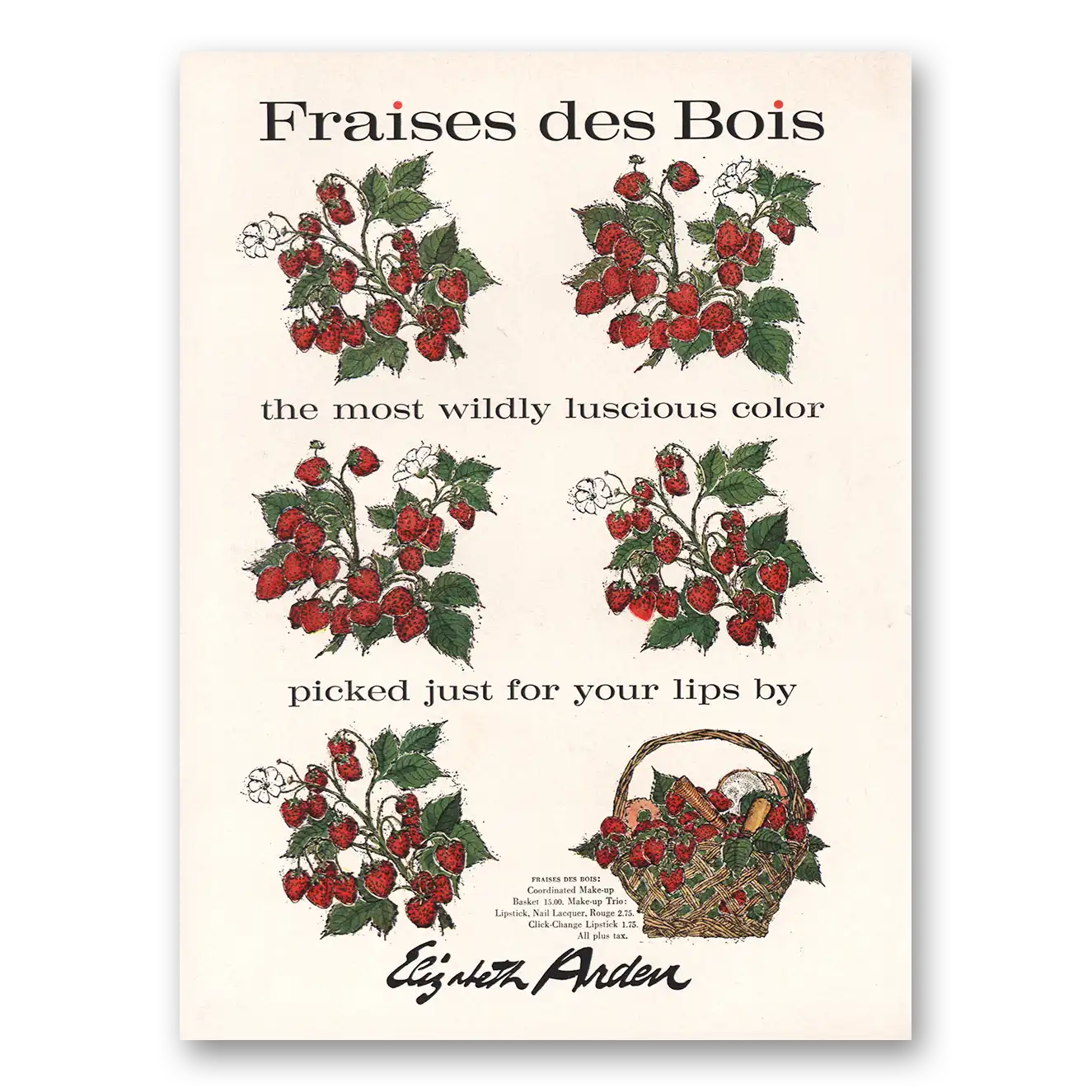 1960 Elizabeth Arden Print Ad | Fraises Des Bois