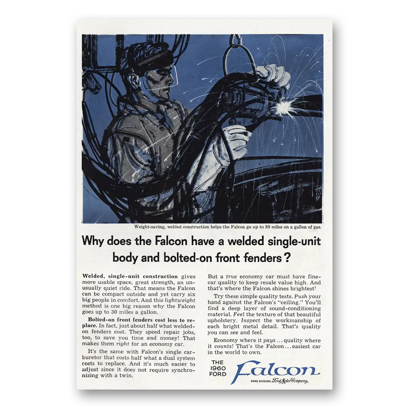 1960 Ford Falcon Print Ad | Single Unit Body