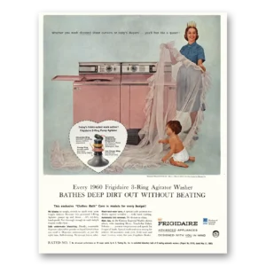 1960 Frigidaire Washer Print Ad | Bathes Deep Dirt