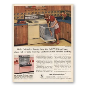 1960 Frigidaire Ranges Print Ad | Oven Slides Out