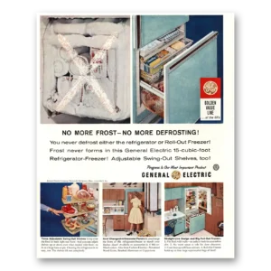 1960 General Electric Refrigerator Print Ad | No More Frost