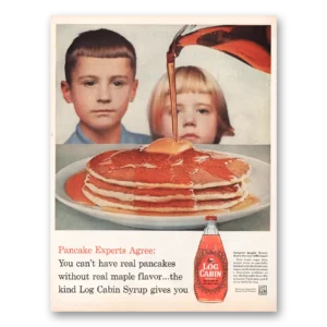 1960 Log Cabin Syrup Print Ad | Pancake Experts Agree