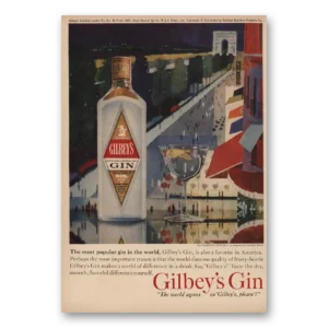 1960 Gilbeys Gin Print Ad | Champs Elysees Paris