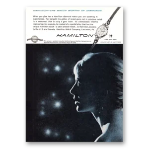 1960 Hamilton Watch Print Ad | Diamond Watch